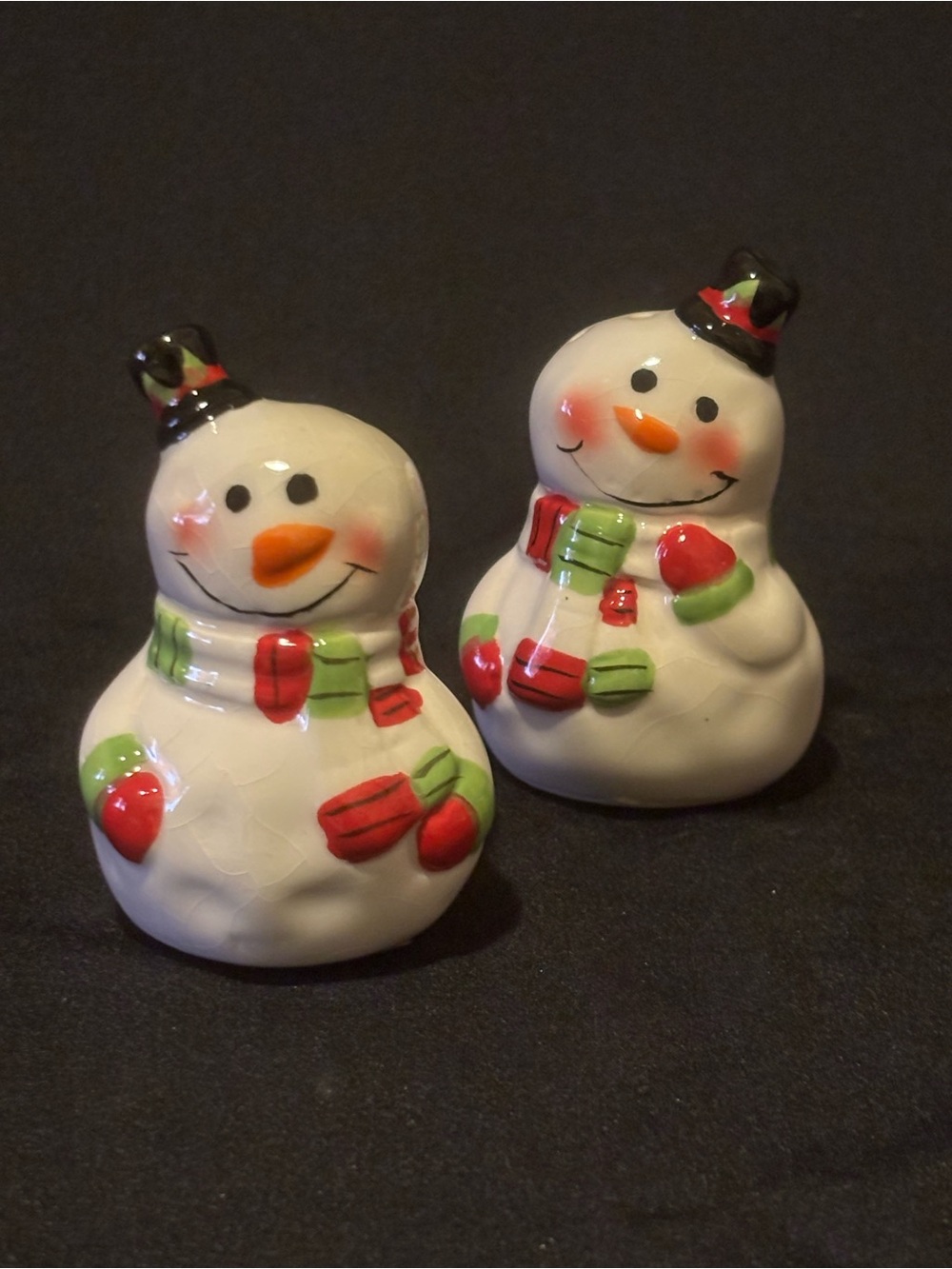 Holiday Snowman Ceramic Salt & Pepper Shakers